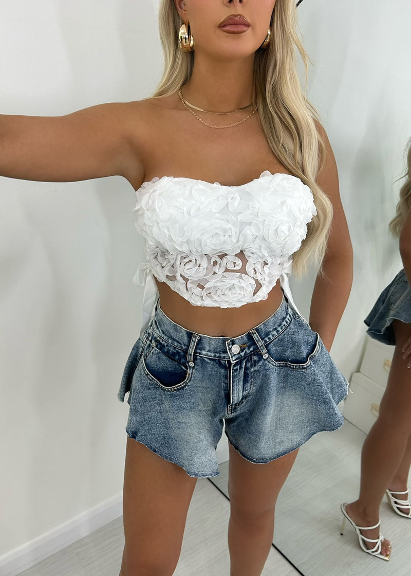 Pretty as a Petal Lace Up Corset Top - White