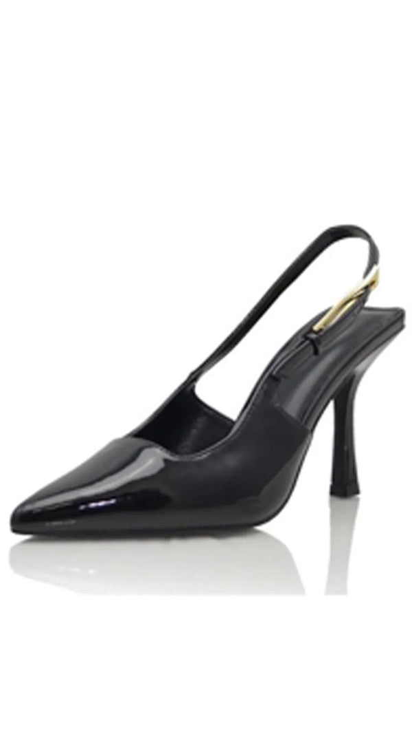 Alina Slingback Pointed Toe Pump Heels - Black