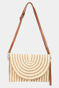 Rectangle Straw Striped Clutch Bag - Beige