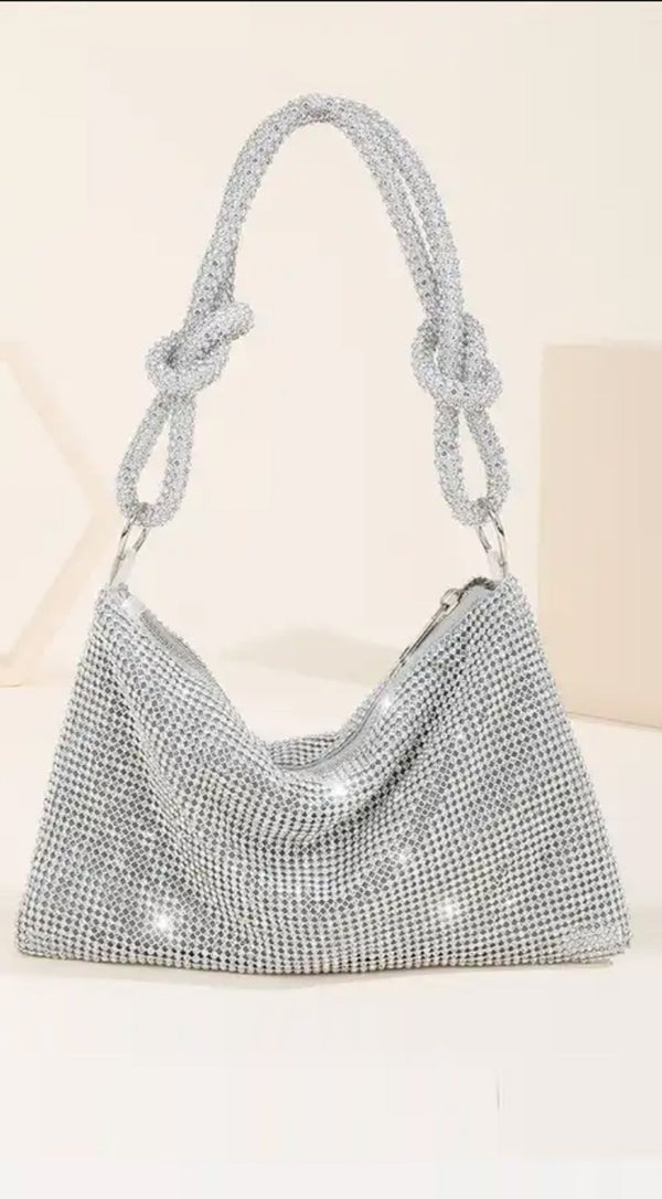 Zaree Rhinestone Evening Purse - Silver